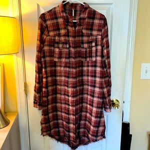 Free People 8 Days a Week Plaid Shirt Dress Large